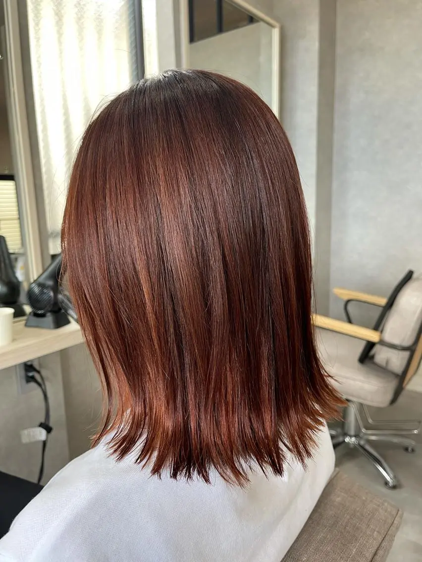 ミディアム カラー カット ヘアカラー トリートメント 一ノ瀬 暁のヘアスタイル