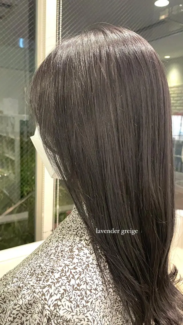 カラー グレージュ ラベンダーカラー ラベンダーグレージュ ラベンダーグレー ♡レイヤーボブ パーマ/うらら♡のヘアスタイル