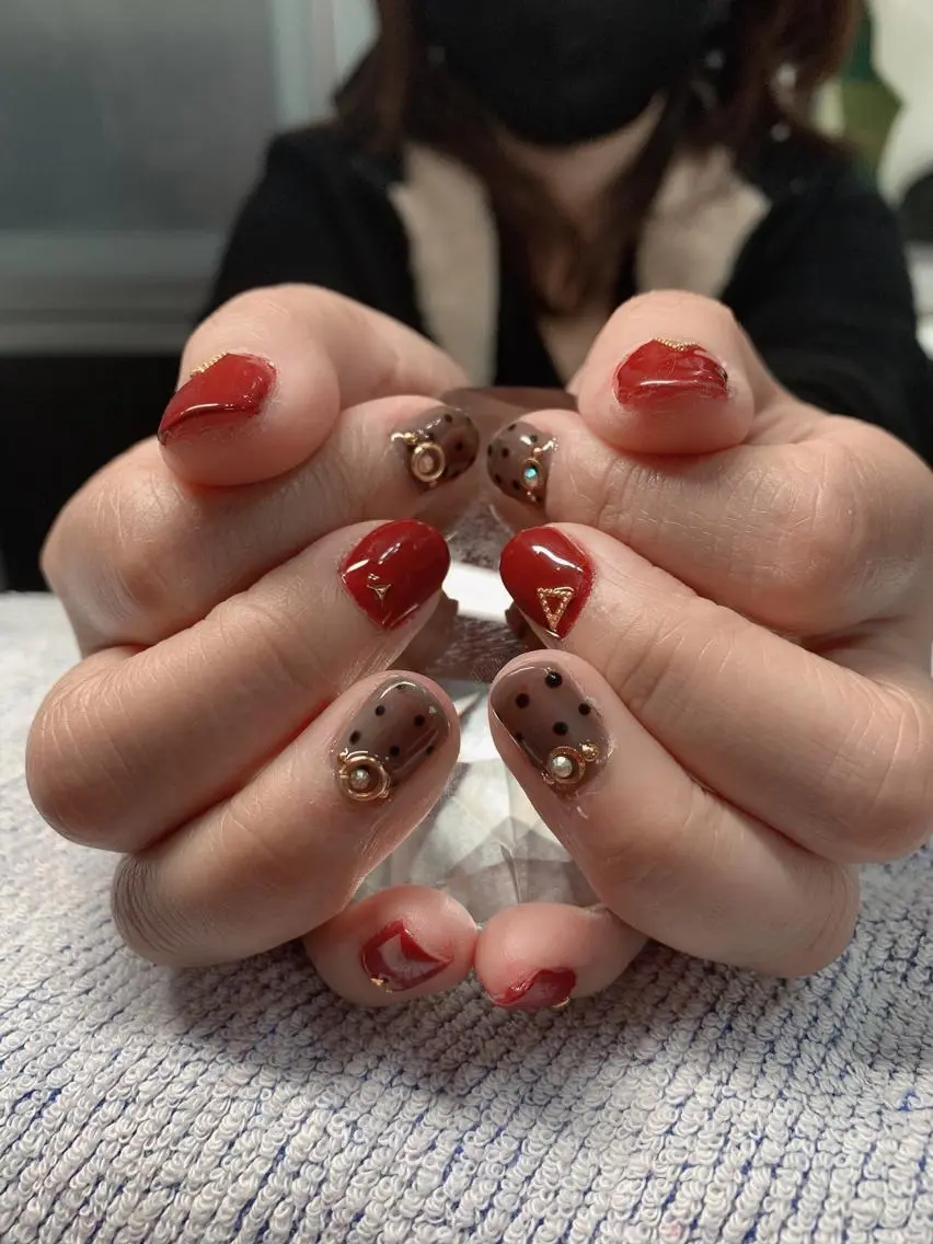 ネイル 持ち込み 赤色 aki_orenge nailのネイルデザイン