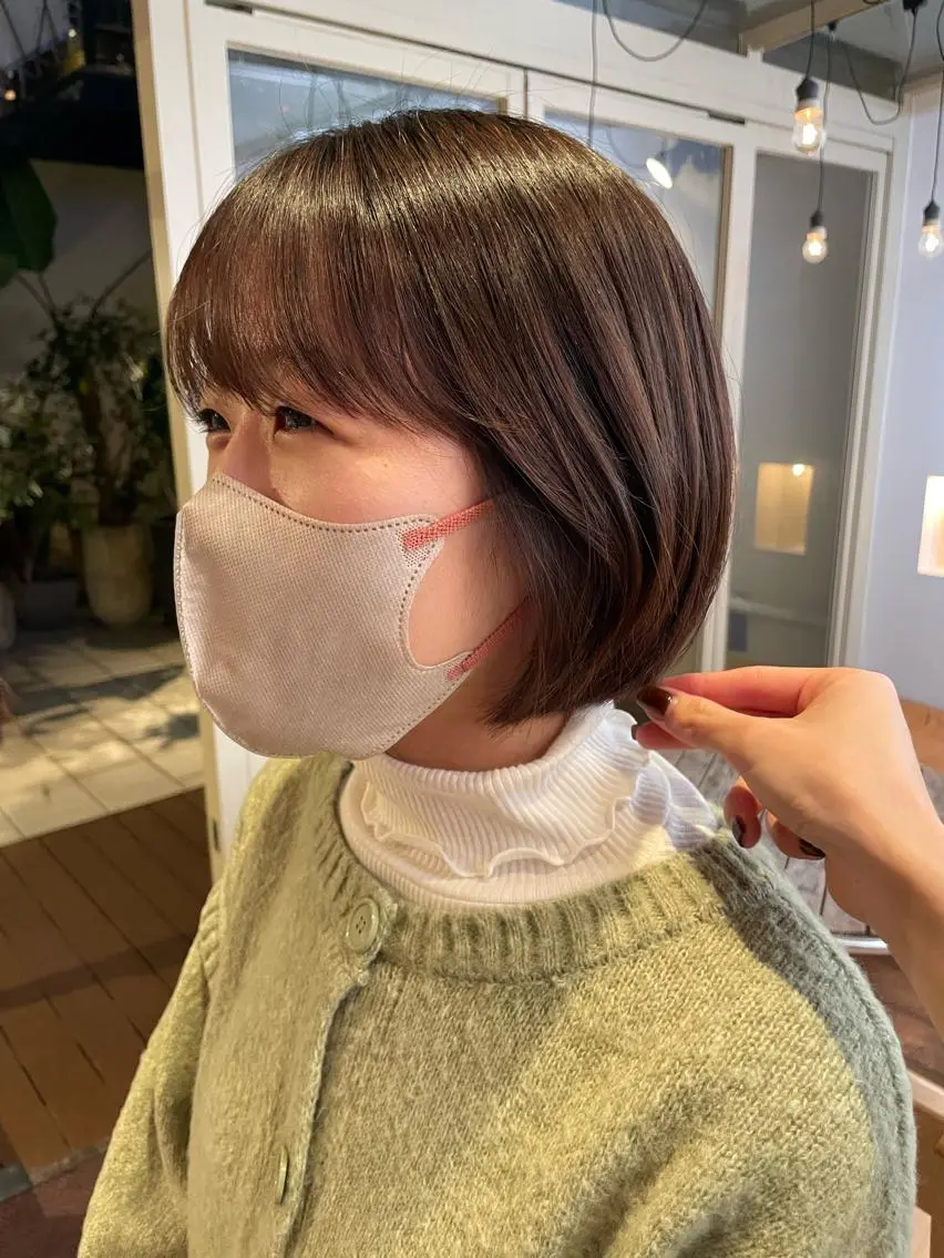 ショート カラー ヘアアレンジ カット トリートメント 抜け感ボブ×パーマ |kazaneのヘアスタイル