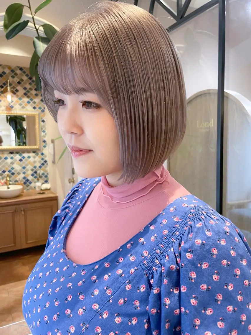 ショート カラー カット ヘアカラー トリートメント レイヤー🇰🇷小顔 見せ顔周り💕トモミのヘアスタイル