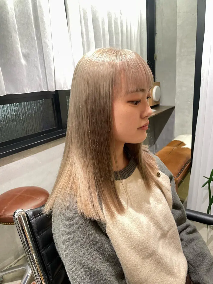セミロング カラー 透明感カラー ダブルカラー 透け感カラー/ SUのヘアスタイル