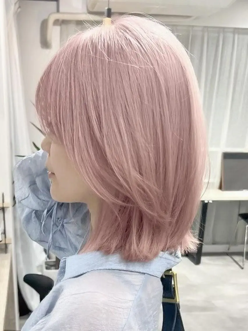 ミディアム カラー ピンクカラー 🎀ブリーチ ハイト ーン ♡Kanon♡のヘアスタイル
