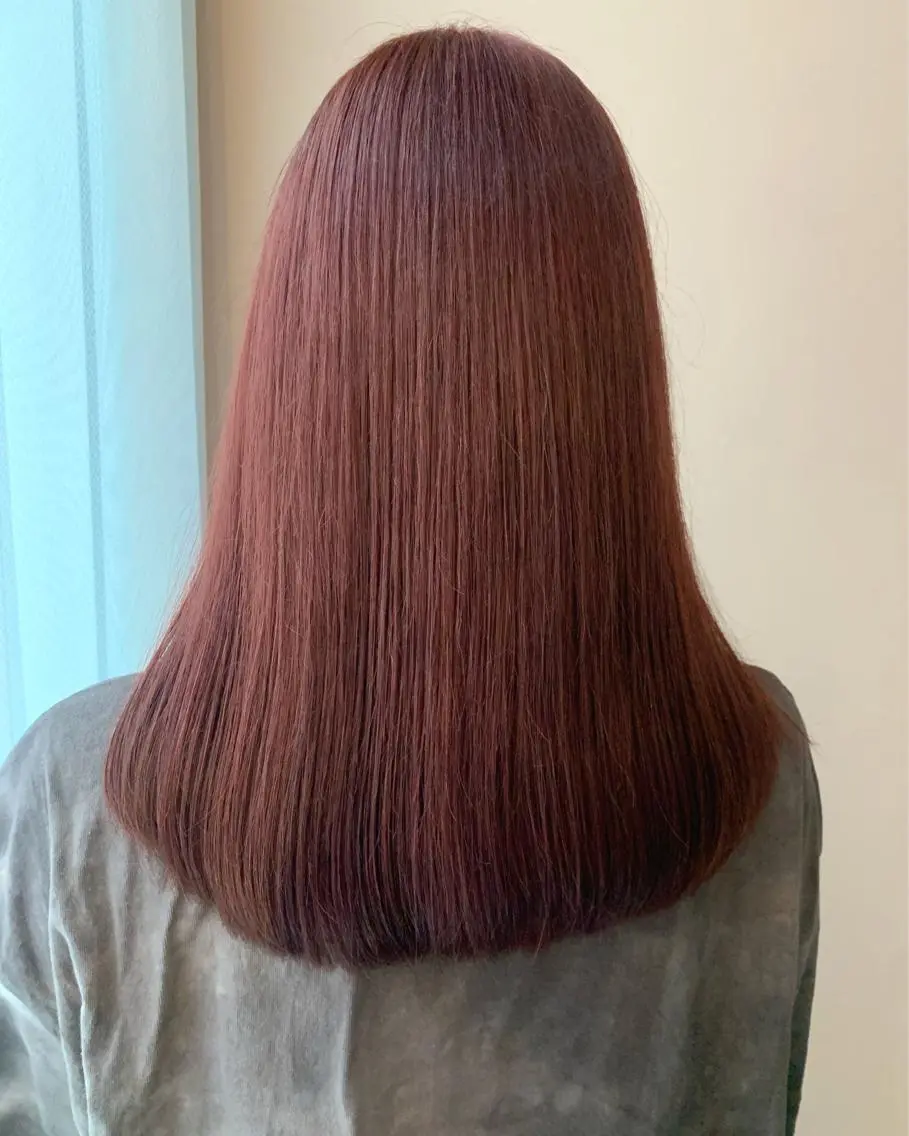 ロング カラー ブリーチ ケアカラー レッドカラー カット ヘアカラー トリートメント hubhair レイヤー/透明感のヘアスタイル