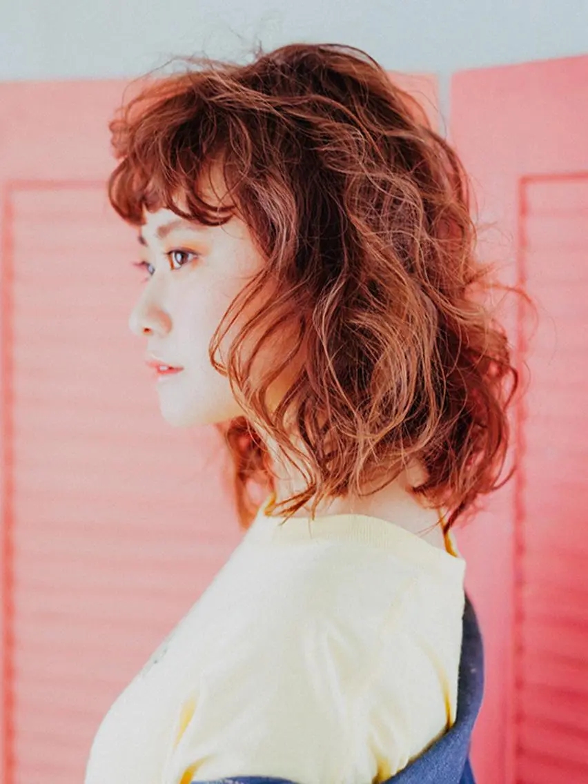 ミディアム カラー パーマ ミディアムパーマ ヘアカラー トリートメント 福島 浩司のヘアスタイル