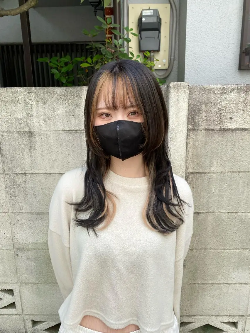 ミディアム シールエクステ エクステ 韓国風ヘア レイヤーカット ウルフカット カット エクステ レイヤーウルフ エクステ磯部のヘアスタイル