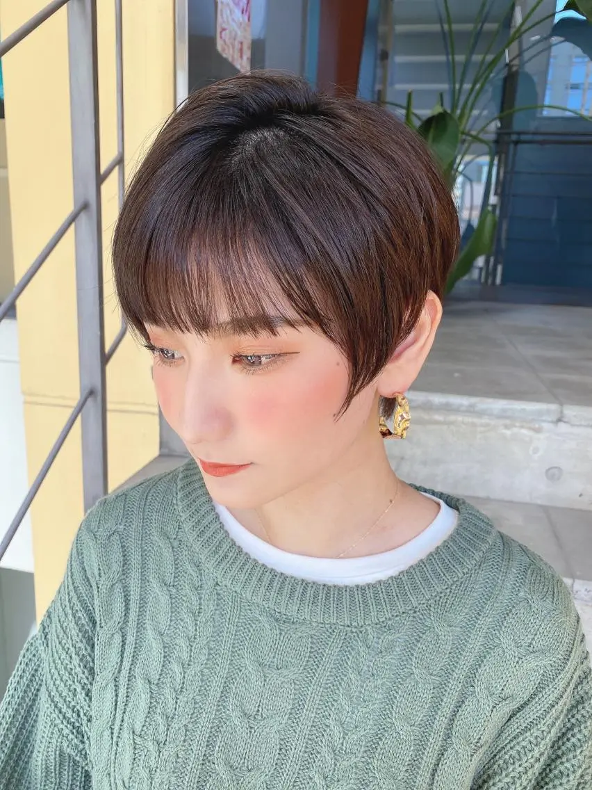 ショート カット ヘアカラー トリートメント 🌟モテ髪ショート 🌟店長 津賀涼のヘアスタイル