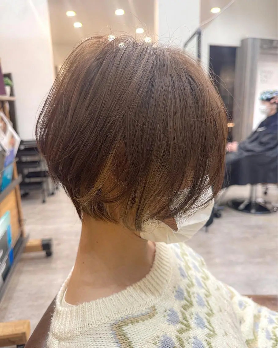 ショート カラー ショートボブ 透明感カラー ボブ 髪質改善 ショートヘア カット ヘアカラー トリートメント OAK溝の口 𖠋SHINYAのヘアスタイル