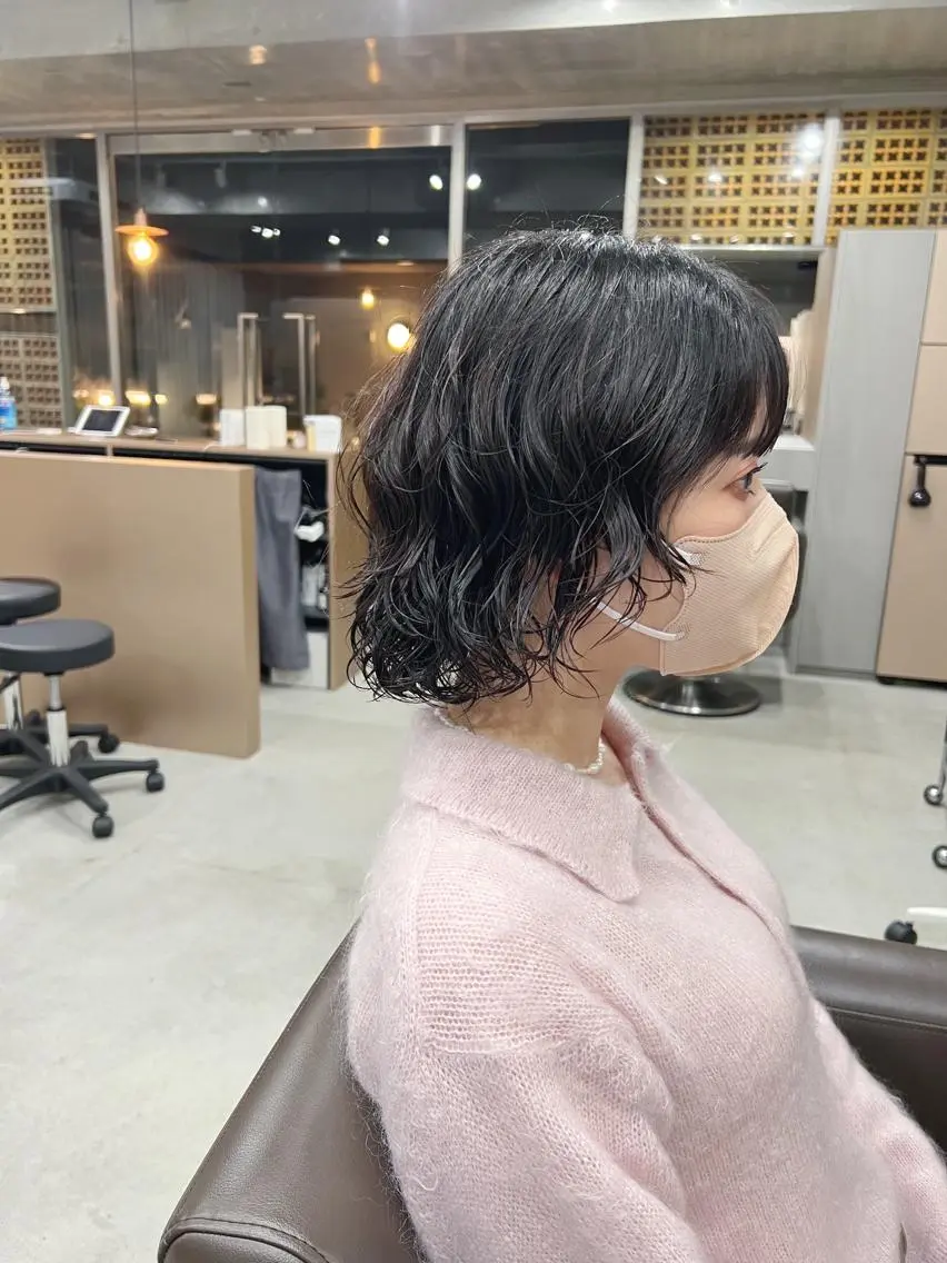 ショート パーマ カット パーマ トリートメント ボブパーマコテ巻き風 パーマNo1深江秀平のヘアスタイル