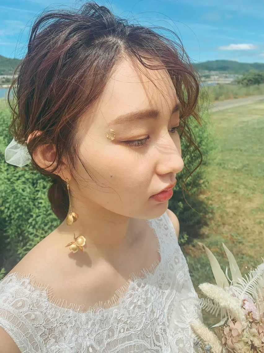 ロング ヘアアレンジ マツエク・マツパ 結婚式・ブライダル 結婚式・ブライダル 𝗦𝗢 -スオ- HAZUKIのマツエク・マツパデザイン