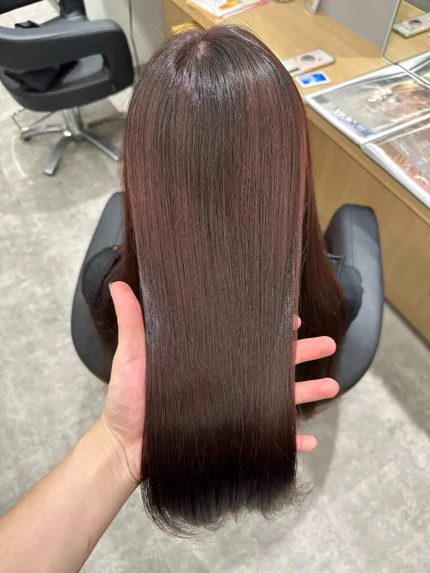 セミロング ヘアカラー 巻ける髪質改善🫧ハ イライト/永田汰伊智のヘアスタイル