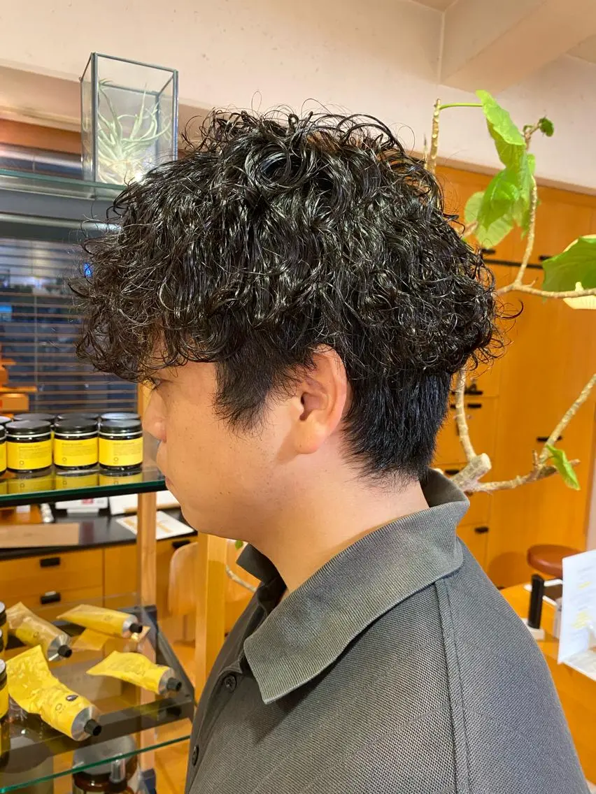 パーマ メンズ 波巻きパーマ Miyu/透明感 カラー/レイヤーのヘアスタイル