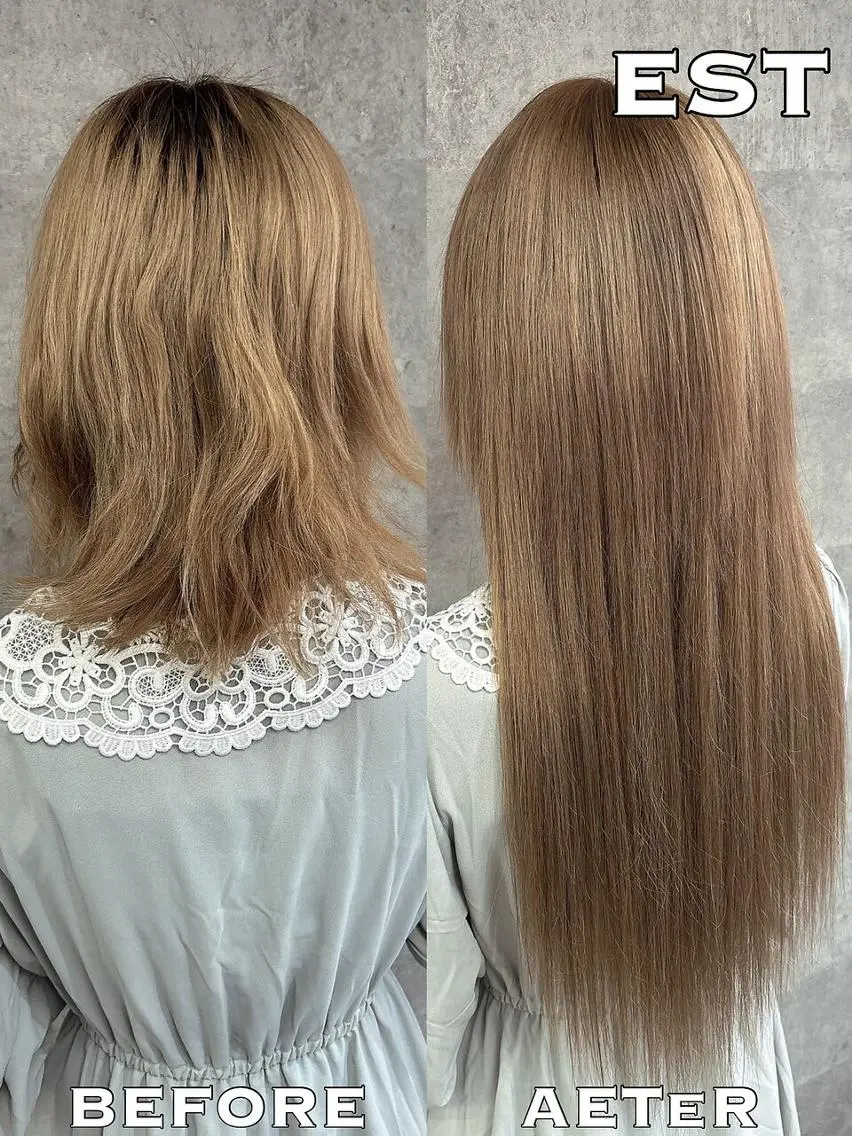 ロング ヘアアレンジ カラー シールエクステ バレイヤージュ ベージュカラー ブリーチ ケアブリーチ MORI MARIKAのヘアスタイル