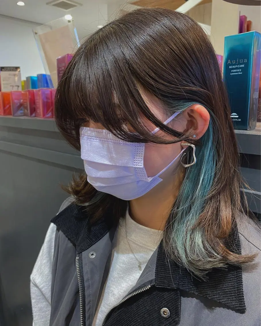 ミディアム 顔周りカット 韓国風ヘア 柴田 枝利子のヘアスタイル
