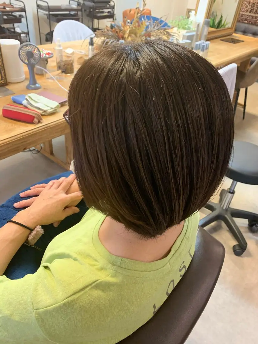 ミディアム ボブ カット ヘアカラー パーマ トリートメント ヘアセット 土井 貴司のヘアスタイル