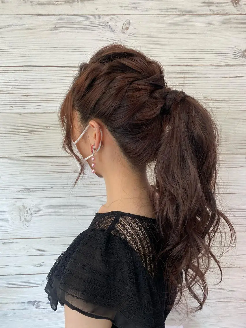 セミロング カラー ヘアアレンジ ショートボブ 編み込みエクステ シールエクステ セミロングパーマ バレイヤージュ FAAM Tsuneのヘアスタイル