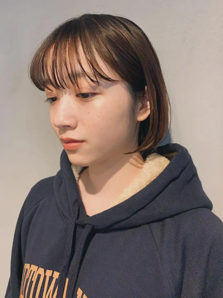 ミディアム カラー ヘアアレンジ ボブパーマコテ巻き風 パーマNo1深江秀平のヘアスタイル