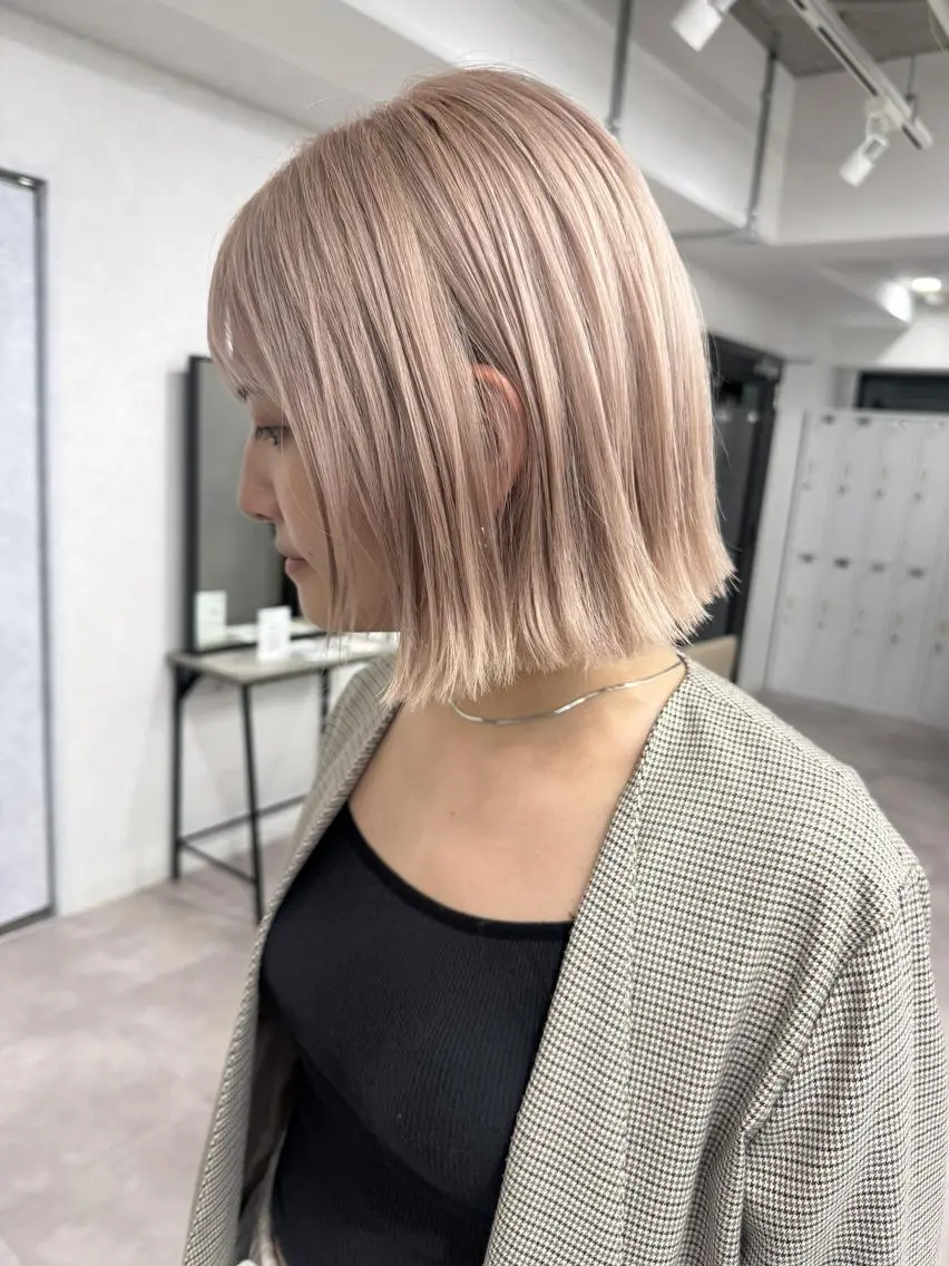 ミディアム カラー ベージュカラー ピンクカラー ピンクベージュ 🎀ダブルカラー🎀 ♡Kanon♡のヘアスタイル