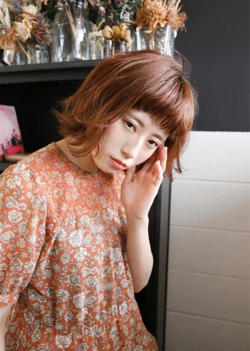 ショート カラー パーマ ボブ 外ハネヘア 山口 悟のヘアスタイル