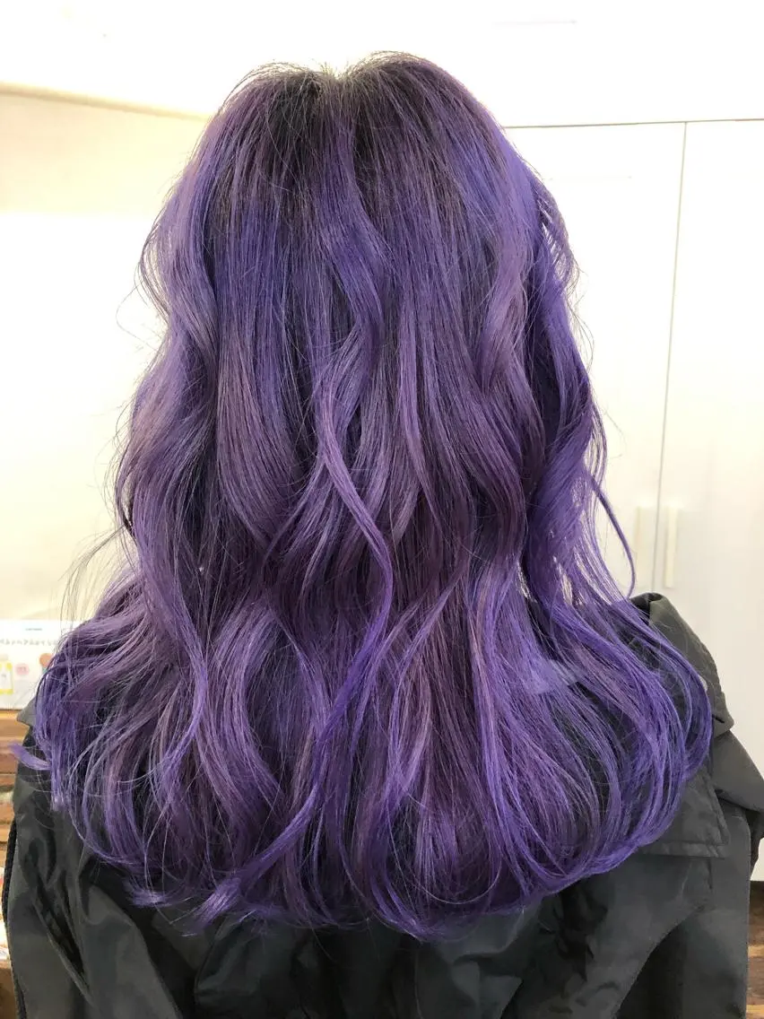 ロング カラー ラベンダーカラー 皆巳 達郎のヘアスタイル