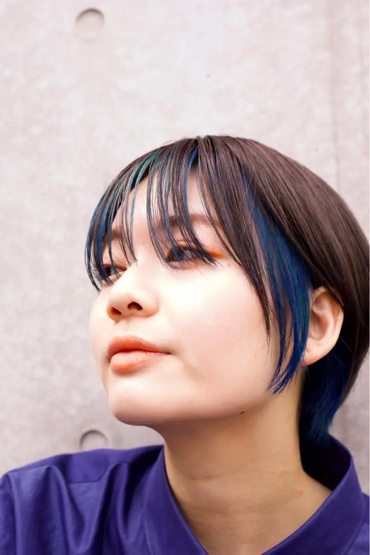 ショート カラー ミストバング ブリーチ フェイスフレーミング パーマウルフショート 濱田匠のヘアスタイル