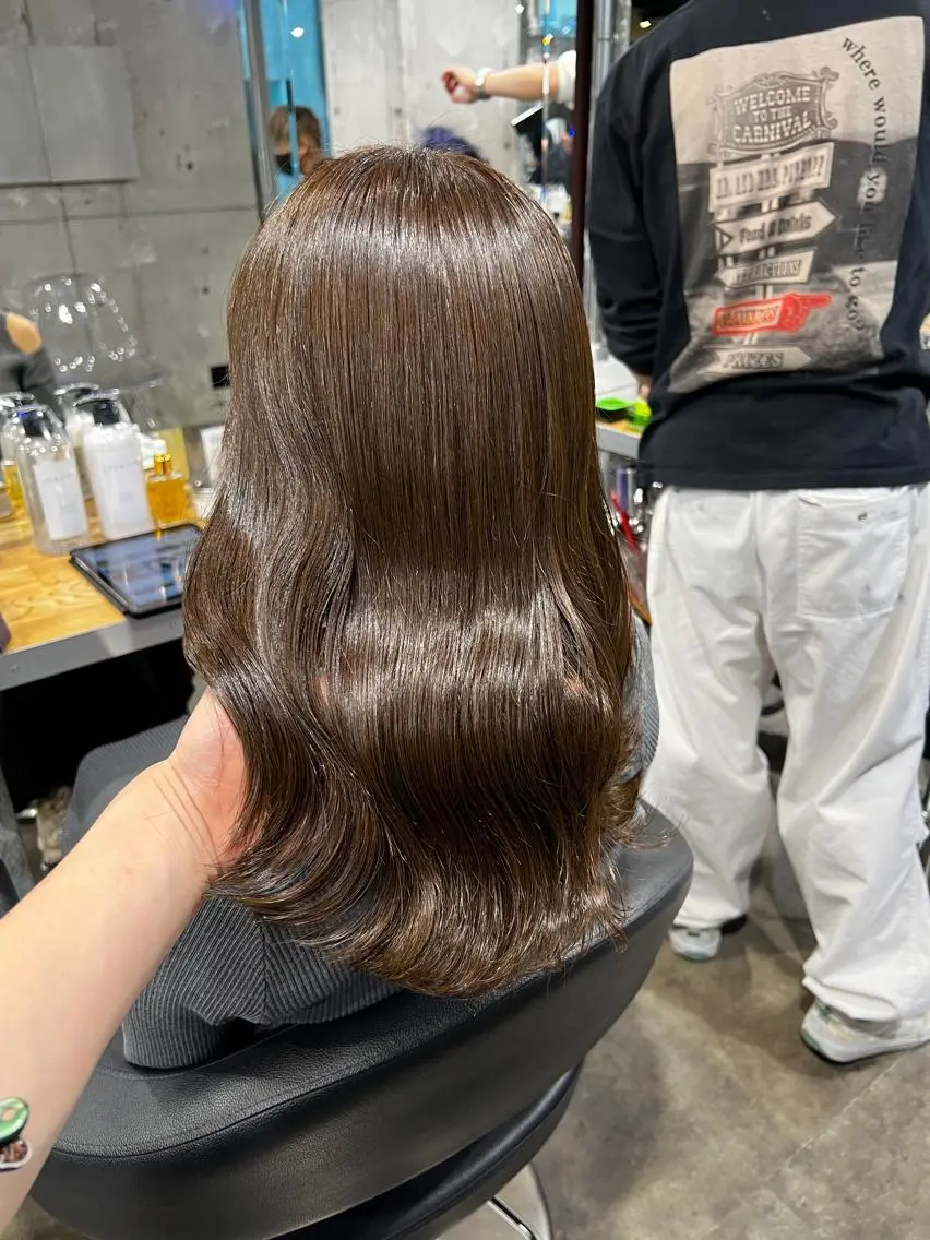 カラー ヘアアレンジ ヘアカラー トリートメント ヘッドスパ ヘアセット 韓国風ベージュ🤎 赤みなし🌿横浜🤎のヘアスタイル