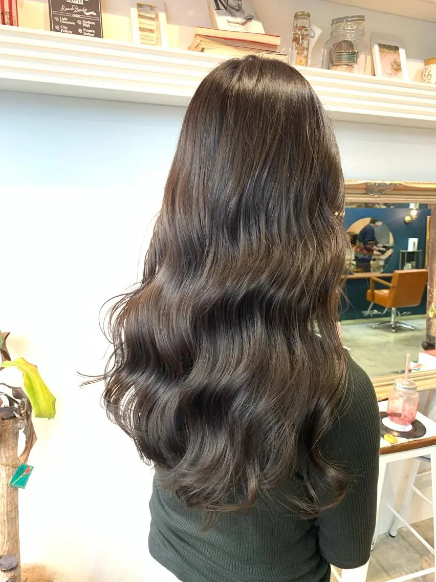 ロング カラー ヘアアレンジ ベージュカラー ココアベージュ グレージュ パープルカラー パープルグレージュ 大宮/山口 竣也のヘアスタイル