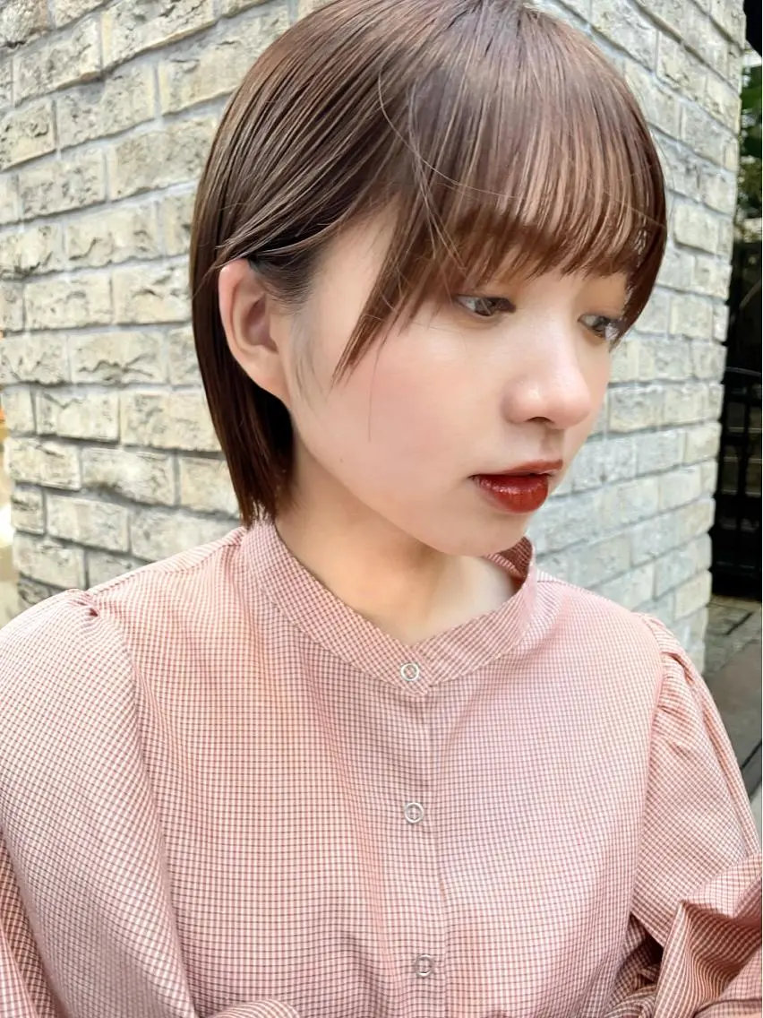 ショート ボブ シースルーバング サイドバング 結べるレイヤーボブ くびれLady表参道のヘアスタイル