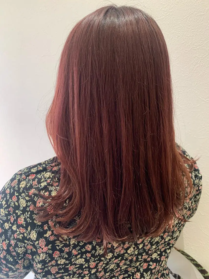 セミロング カラー ピンクカラー ローズカラー hubhair レイヤー/透明感のヘアスタイル