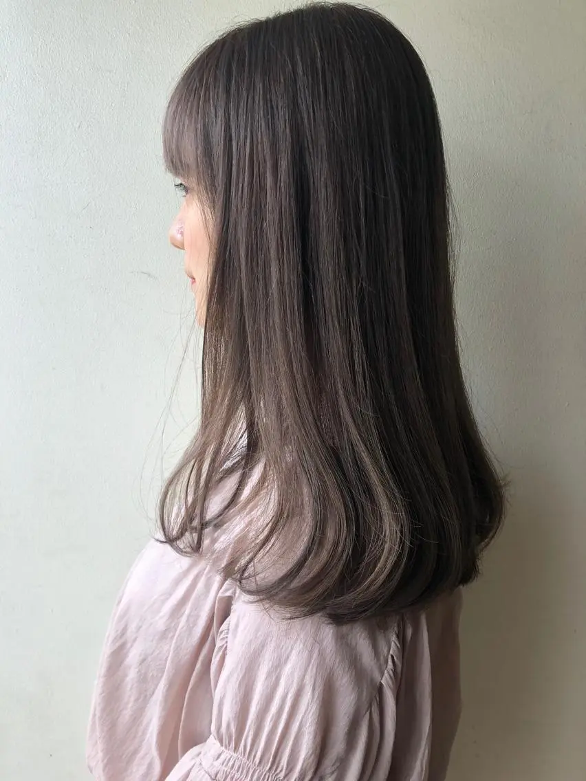 セミロング カラー ヘアアレンジ ベージュカラー ヘアカラー トリートメント 🌻韓国風ヘア🌻 ✨🌷ナナコ🌷のヘアスタイル