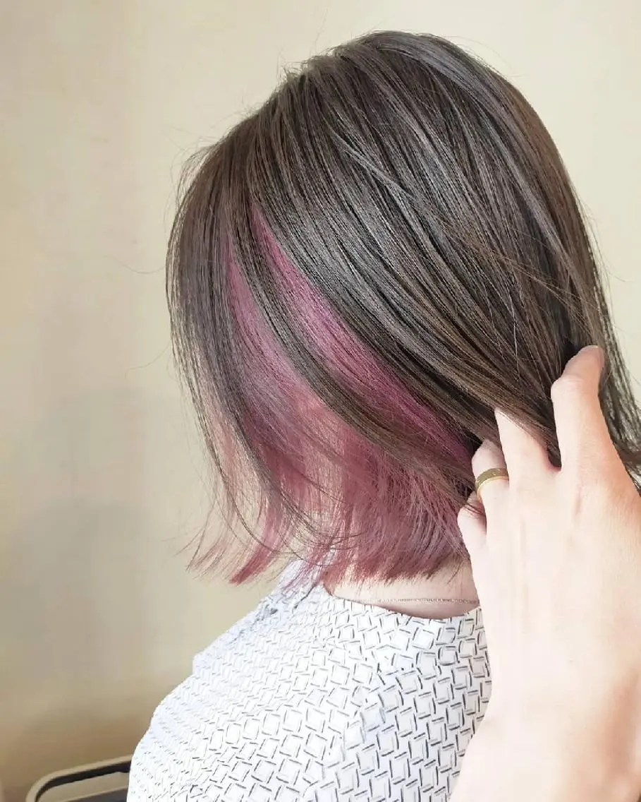 ミディアム カラー ピンクカラー カット トリートメント RU RIのヘアスタイル