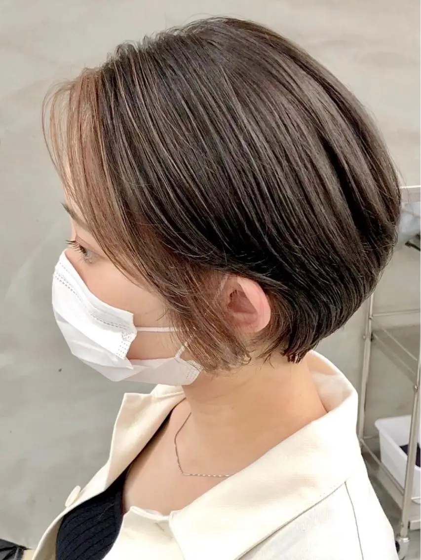 ショート カラー ハンサムショート ミストバング フェイスフレーミング ショートヘア ショート・ボブ 徳竹淳一のヘアスタイル