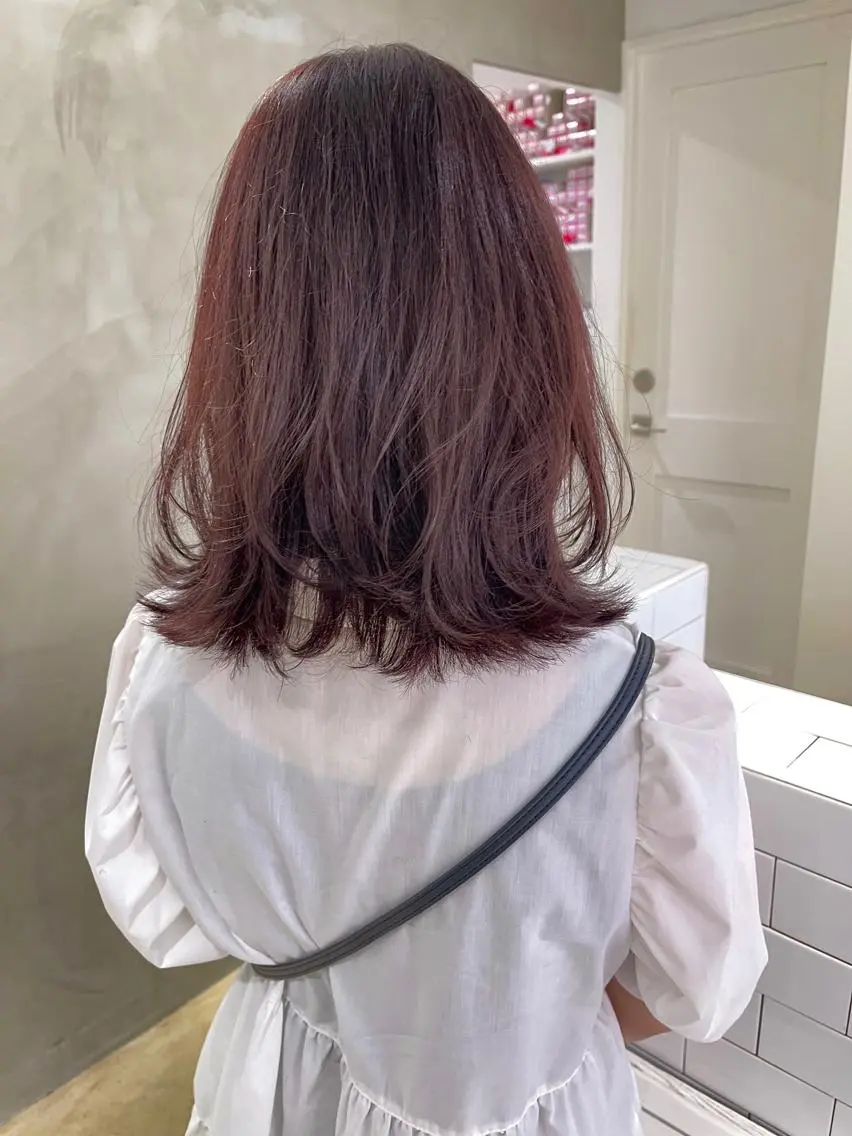 セミロング カラー ブラウンカラー ピンクカラー ピンクブラウン レイヤーカット ボブ・韓国ヘア特化 美容師💕織茂ひかりのヘアスタイル