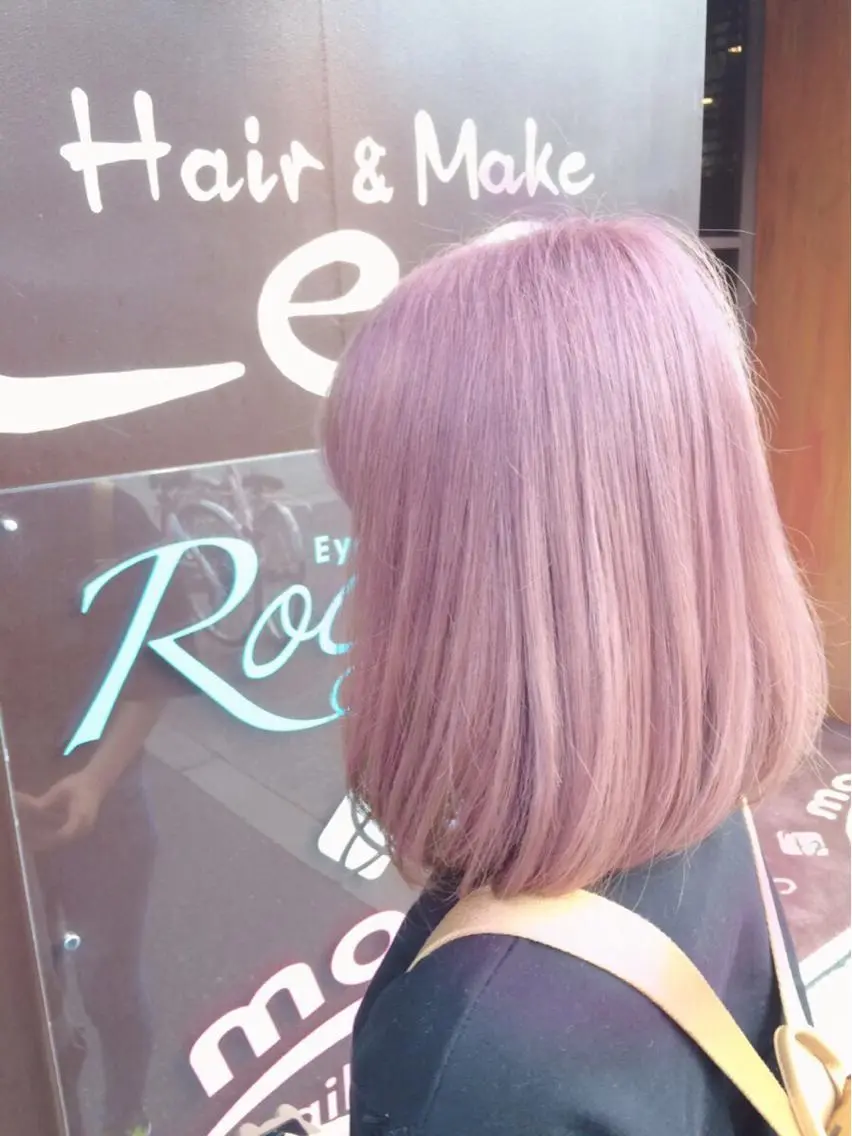 ショート ミディアム セミロング ロング カラー ベージュカラー ブリーチ ピンクカラー ピンクベージュ Eliss 堀江のヘアスタイル