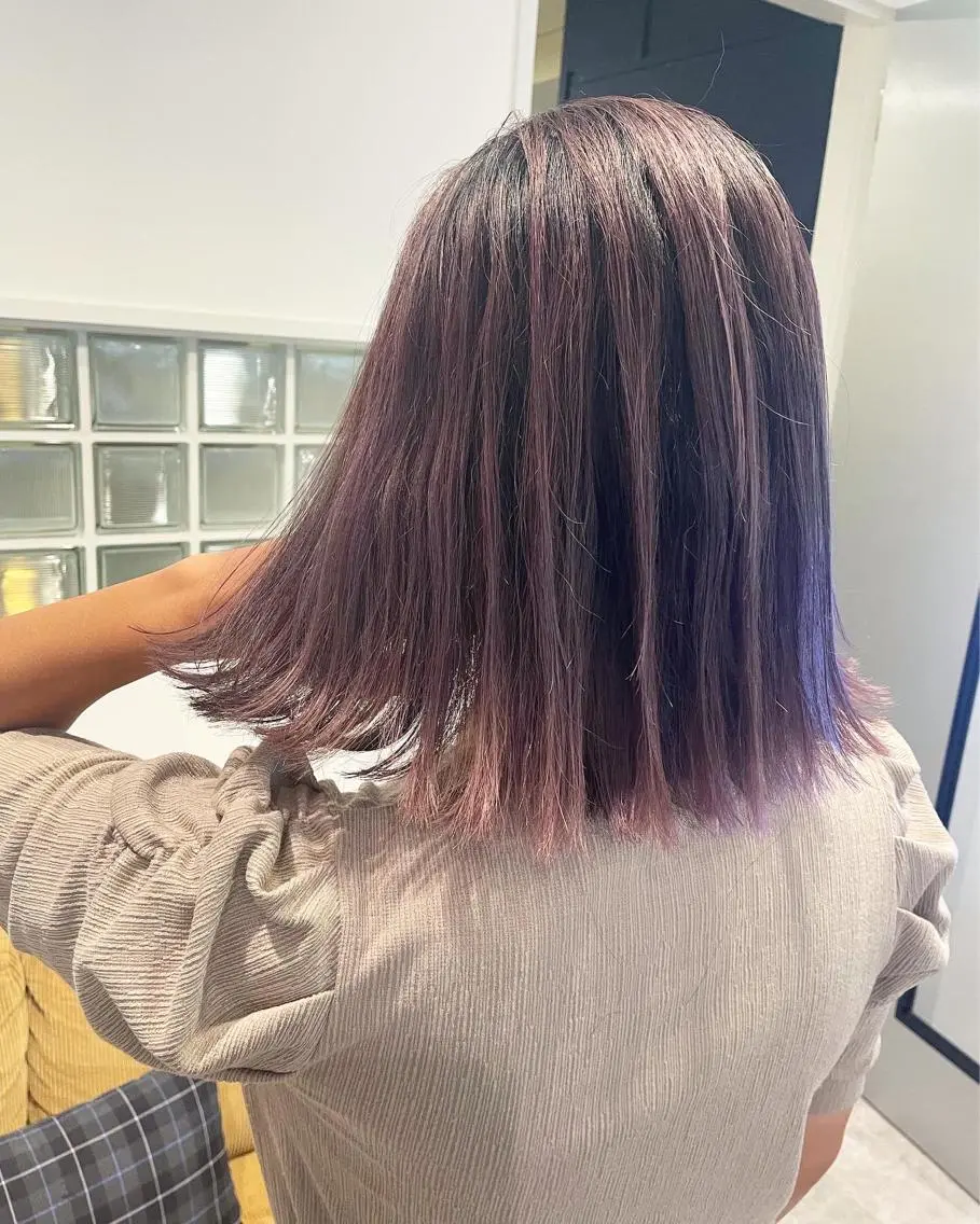 ミディアム カラー グレージュ ピンクカラー RU RIのヘアスタイル