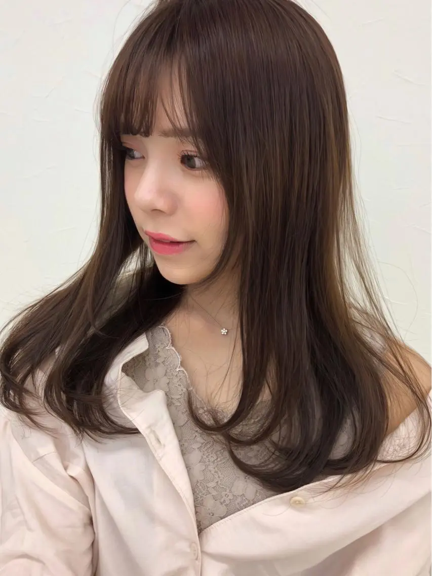 セミロング ヘアカラー トリートメント ナチュラルスタイル/ 透明感カラー/比嘉のヘアスタイル