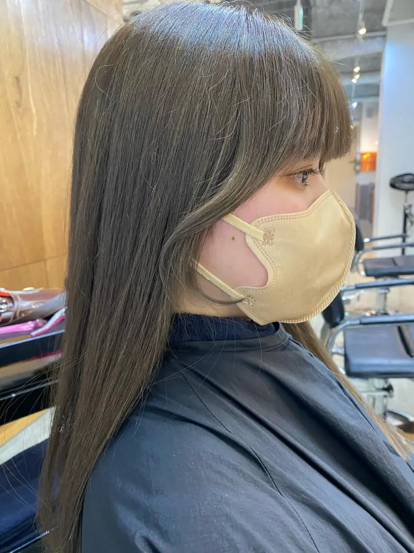 ミディアム カラー ブラウンカラー 透明感カラー オリーブブラウン 砂原 ひよりのヘアスタイル