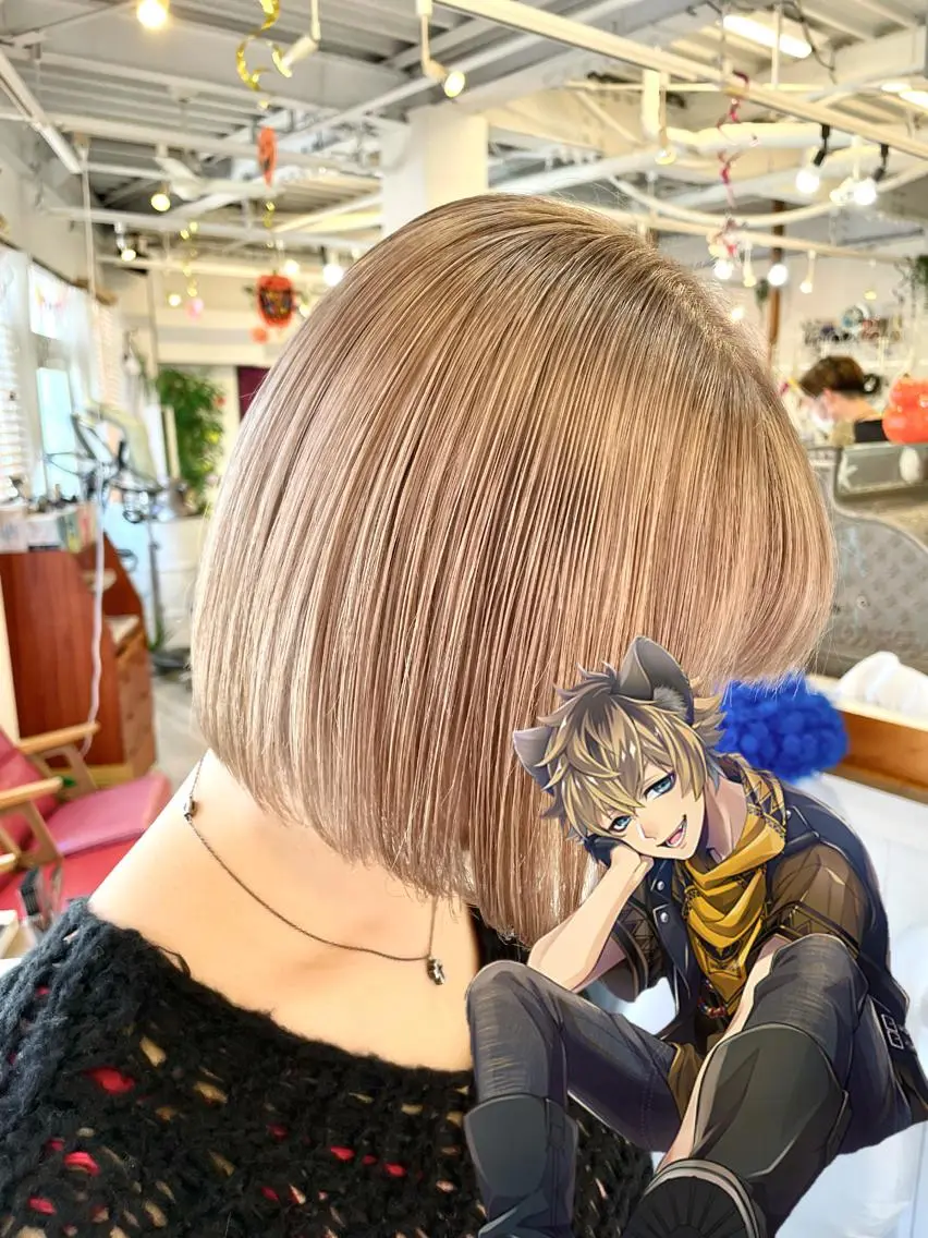 ミディアム カラー インナーカラー 推し ブリーチ 髪質改善のヘアスタイル