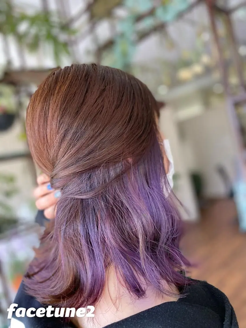 ミディアム カラー アッシュ インナーカラー パープルカラー パープルアッシュ ヘアカラー Style Tのヘアスタイル