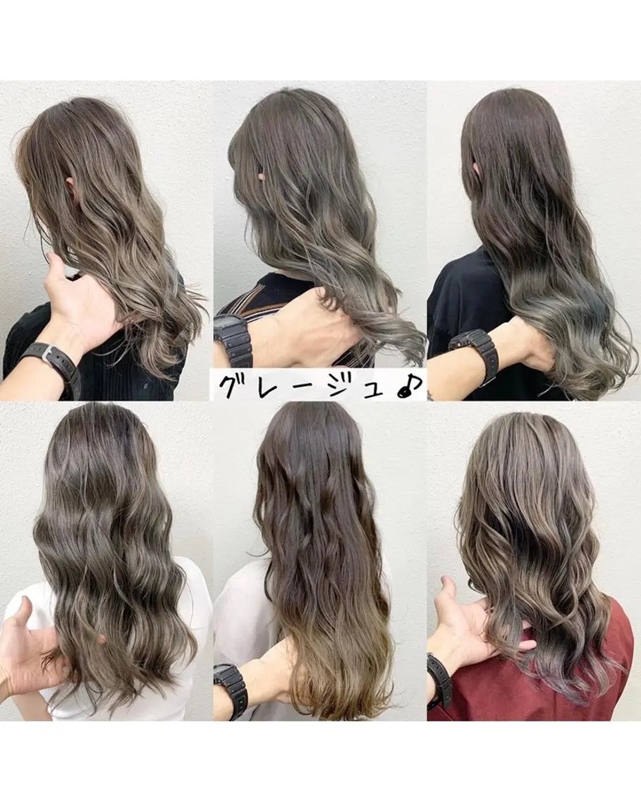 セミロング カラー アディクシーカラー アッシュ バレイヤージュ ミストバング ブルーカラー カット ヘアカラー グレージュ💎 神戸孝哉のヘアスタイル