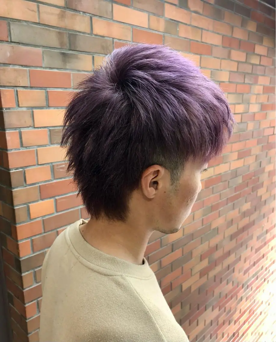 カラー メンズ メンズウルフカット ラベンダーカラー ピンクカラー ピンクラベンダー ウルフカット カット ヘアカラー TOSHIKI| 上福岡メンズ|副店長のヘアスタイル
