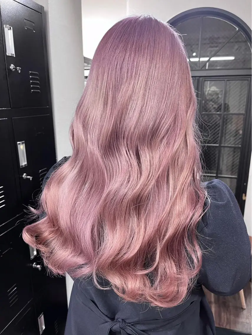 ロング アッシュ アッシュグレー アッシュグレージュ ミストバング ピンクブラウン 💞ハイトーン/ヘア アレンジ💞 くるみのヘアスタイル