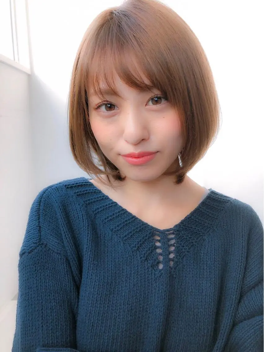 ショート カラー パーマ レイヤーボブ/ボブ 仲川和人のヘアスタイル