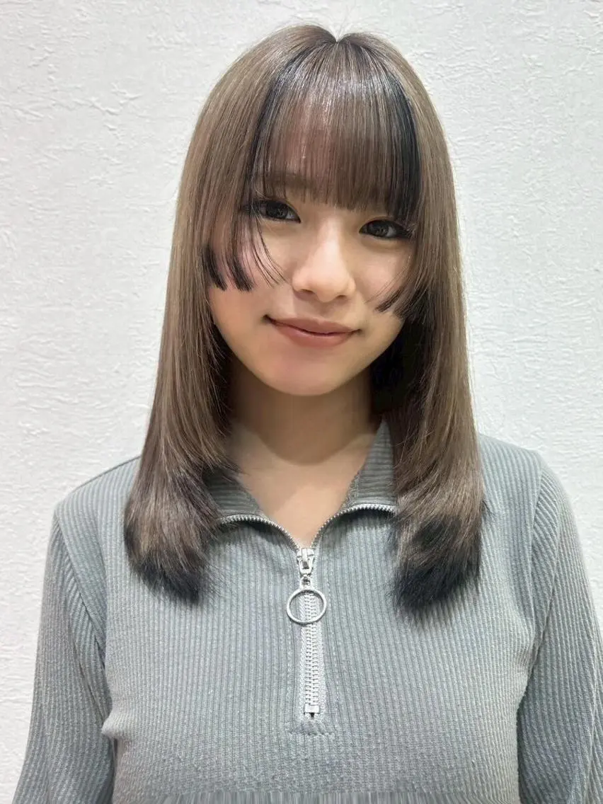 ロング ボブ ハイライト 髪質改善 韓国風ヘア レイヤーカット .5 by SOLEIL藤沢店のヘアスタイル