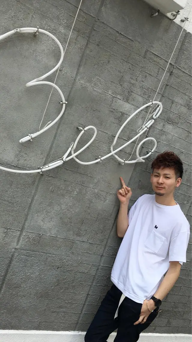 ショート カラー メンズ アッシュ レッドカラー カット パーマ 島田 竜也のヘアスタイル