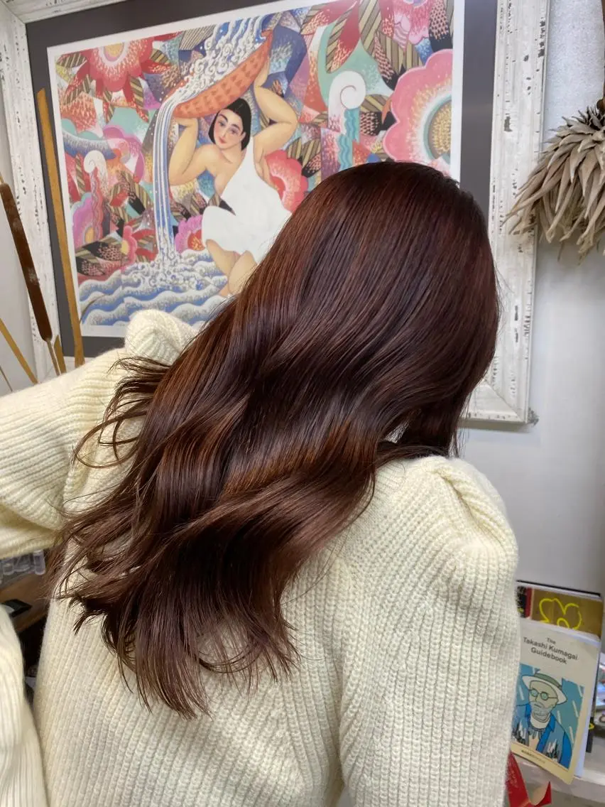 ロング カラー ベージュカラー ピンクカラー ピンクベージュ Moca 〰️のヘアスタイル