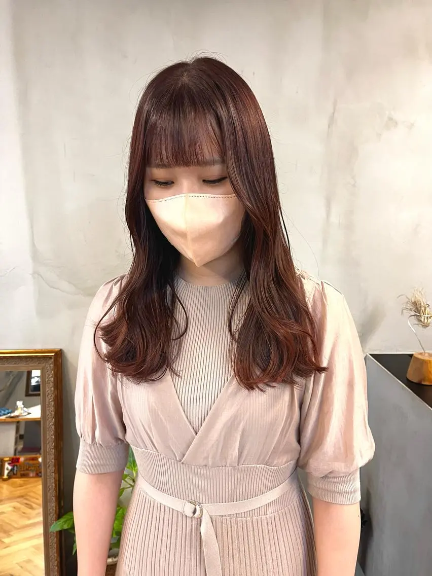 ロング カラー ヘアアレンジ ブリーチ ダブルカラー ブリーチなしカラー ピンクカラー カット ヘアカラー ena/ブリーチなし 透明感・レイヤー🎀のヘアスタイル