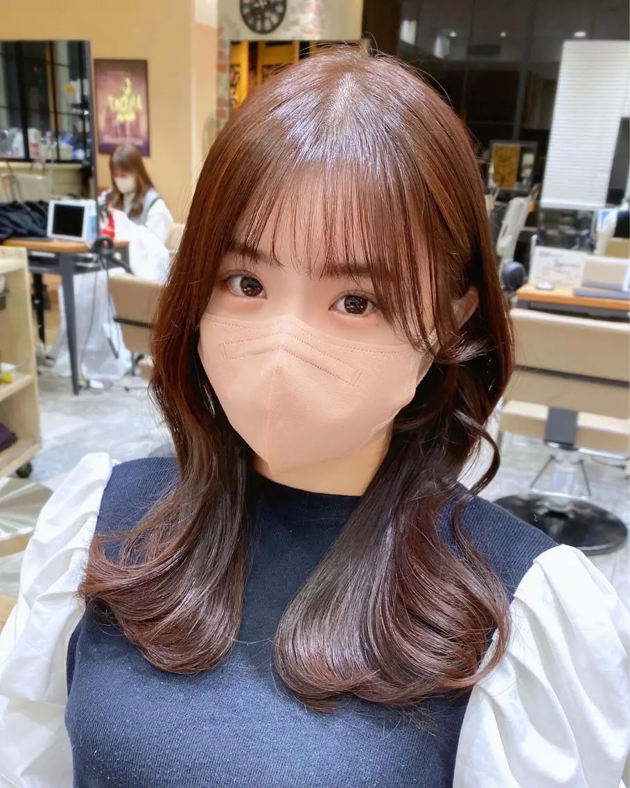 セミロング カラー 顔まわりカット🌟 くびれヘア/寺門遥輝のヘアスタイル