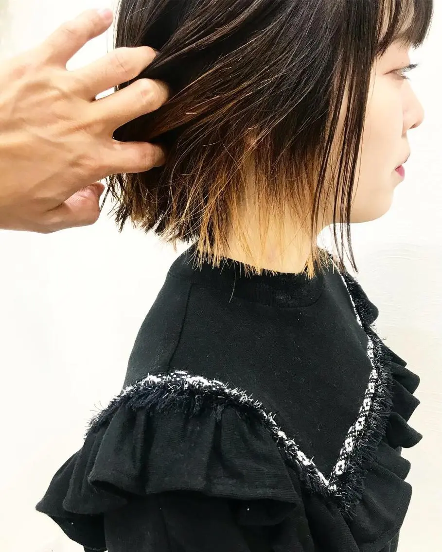ショート 切りっぱなしボブ ボブ カット ヘアカラー トリートメント Life salon SAKURAのヘアスタイル
