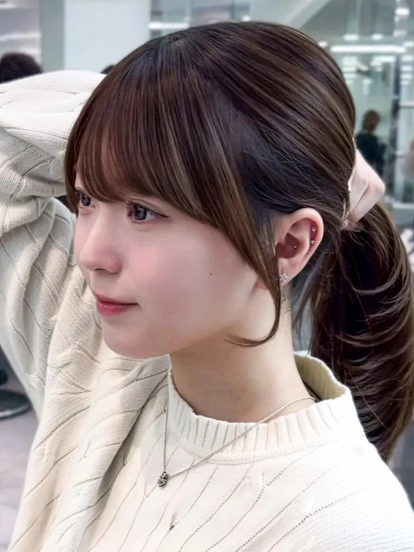 セミロング カラー 韓国風ヘア おくれ毛 カット ヘアカラー トリートメント ITbyALBUM 下北沢店のヘアスタイル